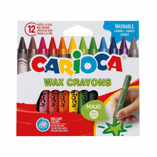 Lápis de cera Carioca Wax Maxi caixa com 12 cores