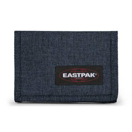 Carteira Eastpak Crew Single Triple Denim com Velcro para Cartões, Porta-Moedas e Notas