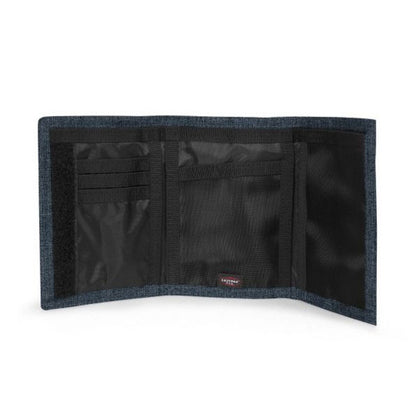 Carteira Eastpak Crew Single Triple Denim com Velcro para Cartões, Porta-Moedas e Notas
