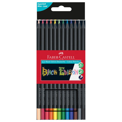 Lápis de Cor Faber-Castell Black Edition – Caixa com 12 Cores