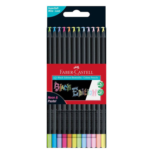Lápis de Cor Faber-Castell Black Edition – Caixa com 12 Cores Pastel