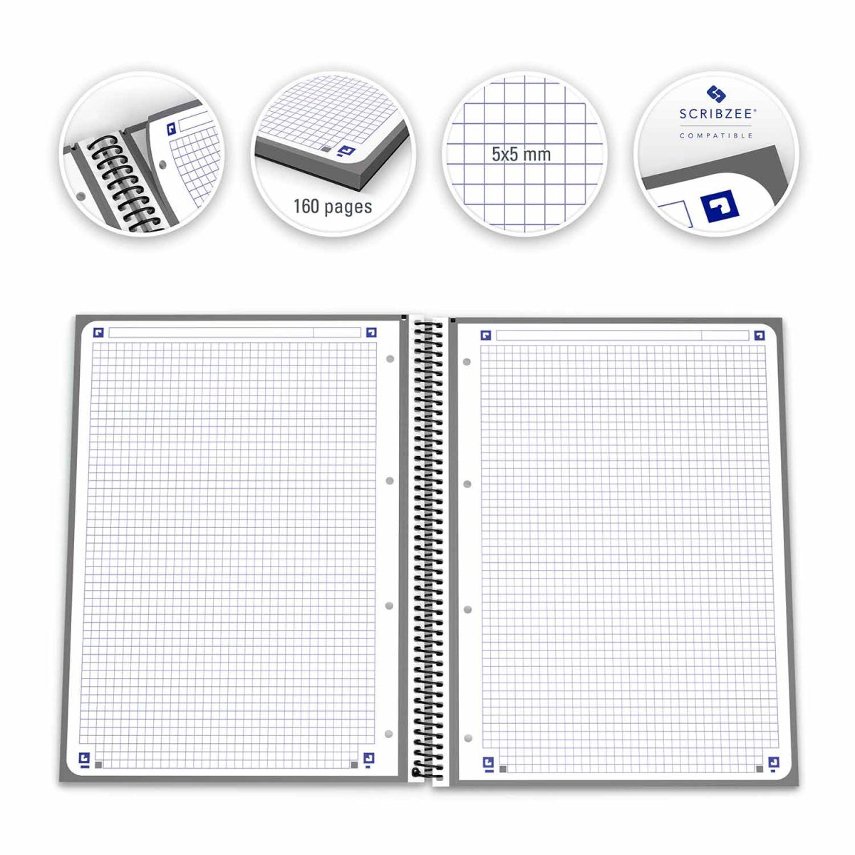 Caderno Oxford Espiral Quadriculado Capa Dura