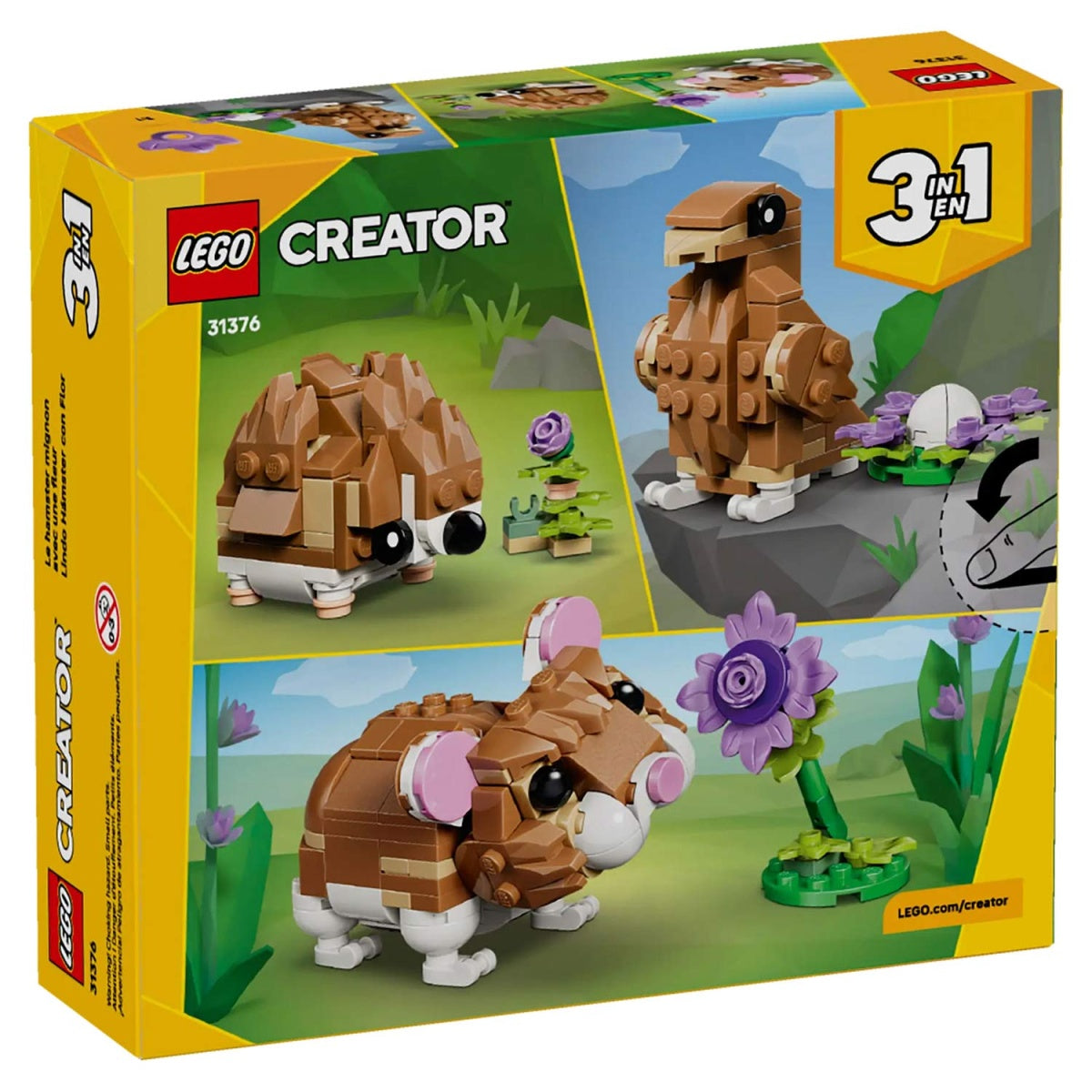 LEGO Creator 3 em 1 Hamster Adorável com Flor