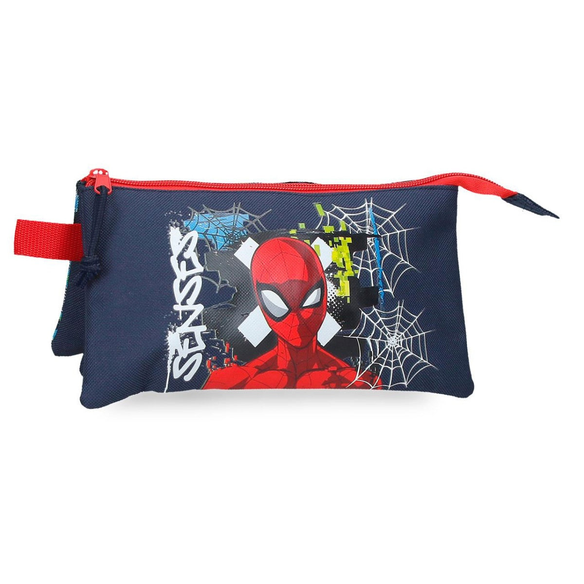 Estojo Escolar Triplo Marvel Graffiti of Spider-Man | 3 Compartimentos com Elásticos