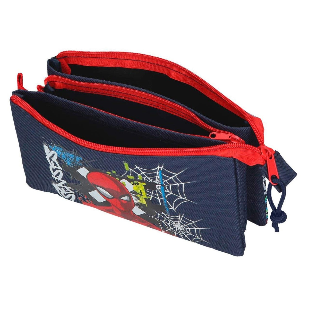 Estojo Escolar Triplo Marvel Graffiti of Spider-Man | 3 Compartimentos com Elásticos