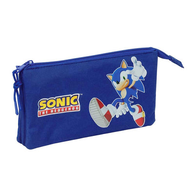 Estojo Escolar Triplo Sonic | Estojo com 3 Compartimentos para Material Escolar