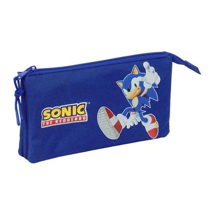 Estojo Escolar Triplo Sonic | Estojo com 3 Compartimentos para Material Escolar