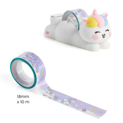 Desenrolador Tape It Easy + Fita Decorativa Washi Tape Unicórnio BACK2FUN