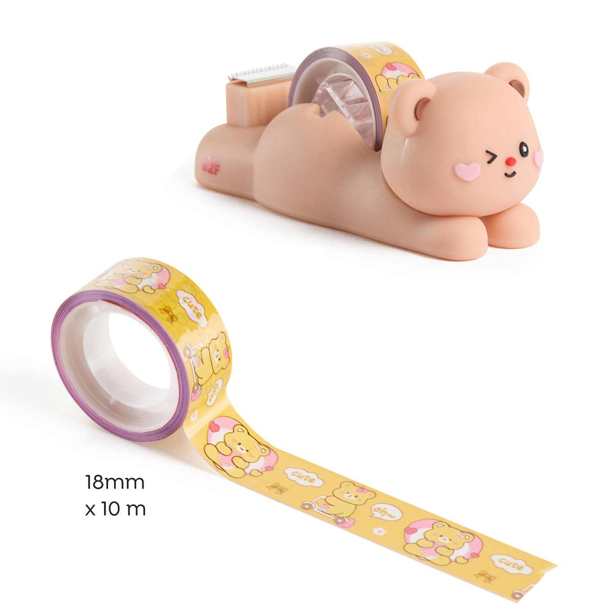 Desenrolador Tape It Easy + Fita Decorativa Washi Tape Urso BACK2FUN