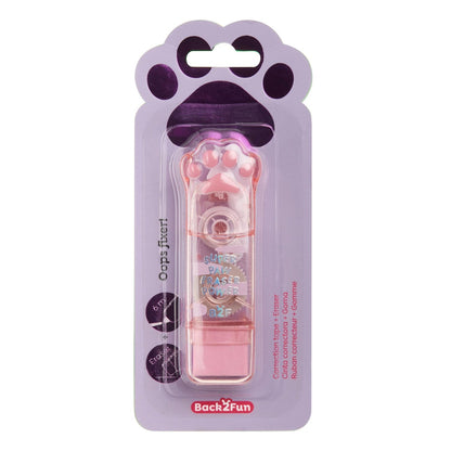 Corretor de Fita com Borracha Patita Rosa BACK2FUN
