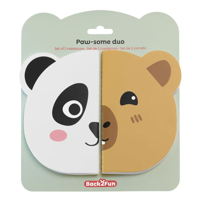 Conjunto 2 Cadernos Lisos Panda/Capivara BACK2FUN