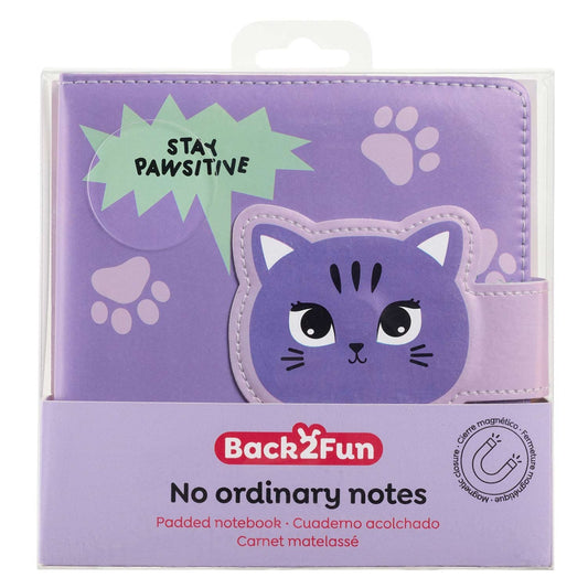 Caderno Acolchoado Liso Gato BACK2FUN