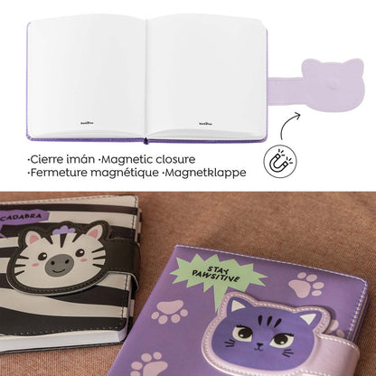 Caderno Acolchoado Liso Gato BACK2FUN