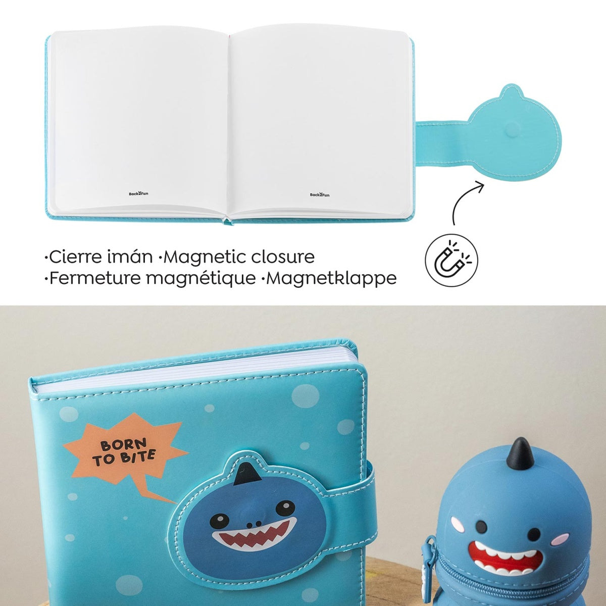 Caderno Acolchoado Liso Tubarão BACK2FUN