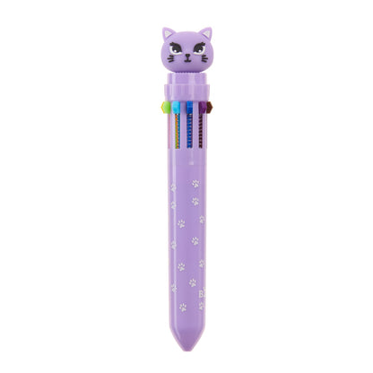 Esferográfica de 10 Cores Gato Lilás – BACK2FUN
