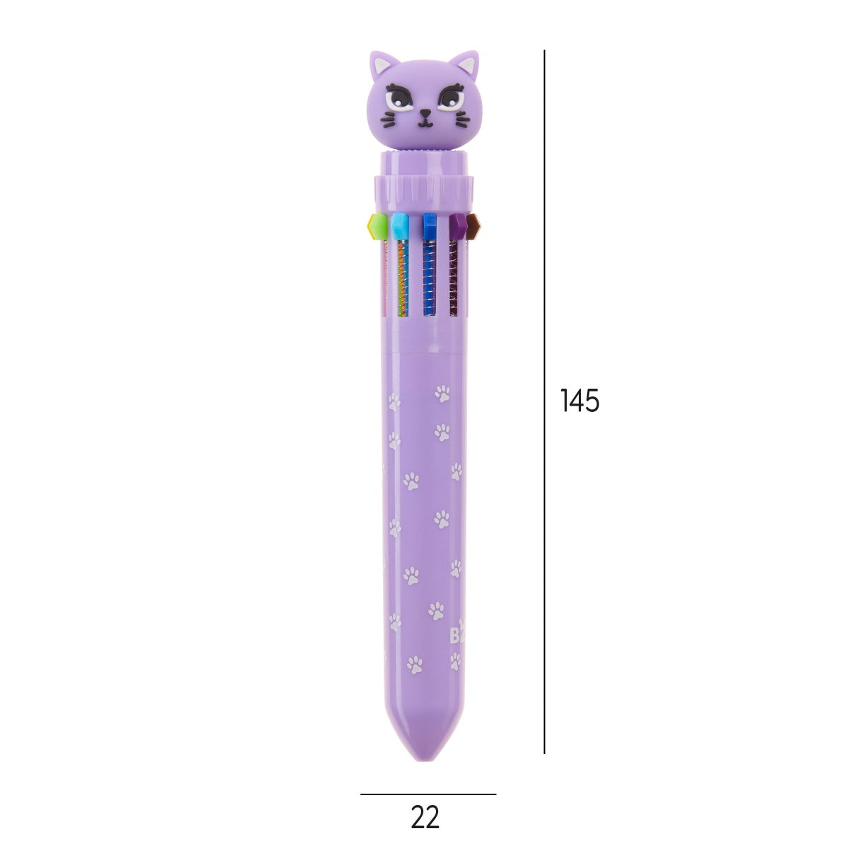 Esferográfica de 10 Cores Gato Lilás – BACK2FUN
