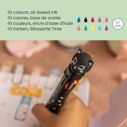Esferográfica de 10 Cores Gato Preto – BACK2FUN