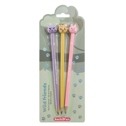 Conjunto de 3 Lápis de Grafite Wild Friends BACK2FUN