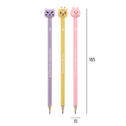 Conjunto de 3 Lápis de Grafite Wild Friends BACK2FUN