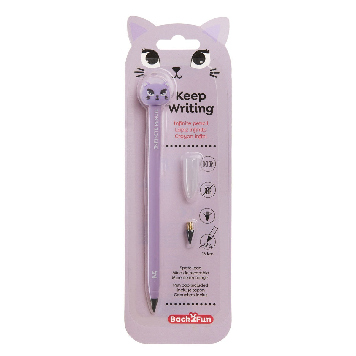 Lápis Infinito Gato BACK2FUN HB Nº2 + Recarga
