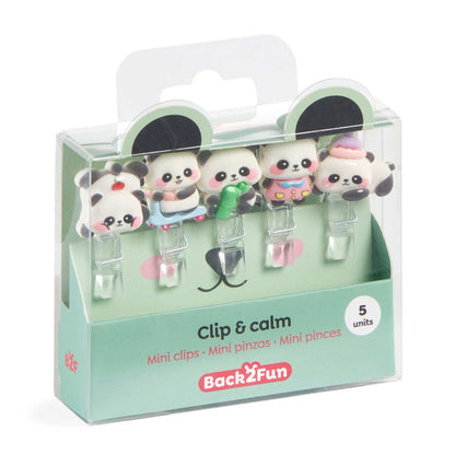 Conjunto 5 Mini Molas BACK2FUN Clip & Calm Panda