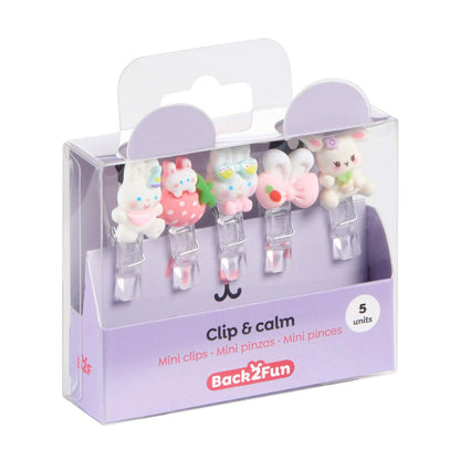 Conjunto 5 Mini Molas BACK2FUN Clip & Calm Coelho