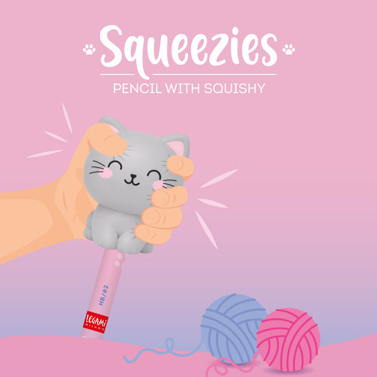 Lápis HB Squeezies Kitty Legami | Lápis Escolar com Boneco Squishy para Escrita e Desenho