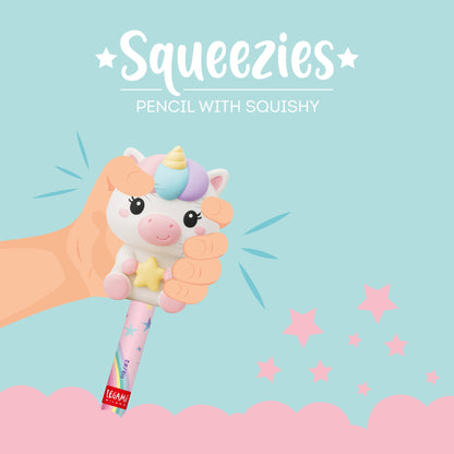 Lápis HB Squeezies Unicorn Legami | Lápis Escolar com Boneco Squishy para Escrita e Desenho