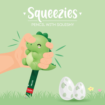 Lápis HB Squeezies Dino Legami | Lápis Escolar com Boneco Squishy para Escrita e Desenho
