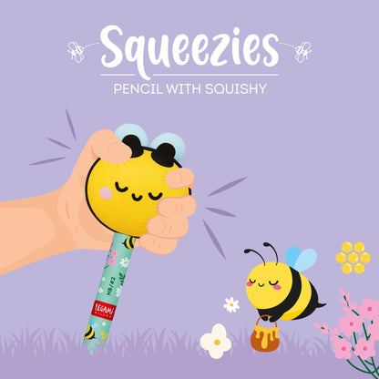 Lápis HB Squeezies Abelha Legami | Lápis Escolar com Boneco Squishy para Escrita e Desenho
