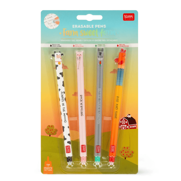 Conjunto de 4 Canetas Apagáveis Quinta (Farm) Legami