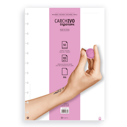 Recarga A4 P/Caderno Carchivo Ingeniox Liso 50fl