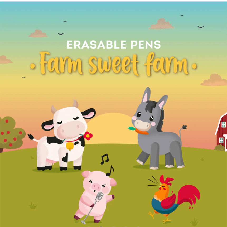 Conjunto de 4 Canetas Apagáveis Quinta (Farm) Legami