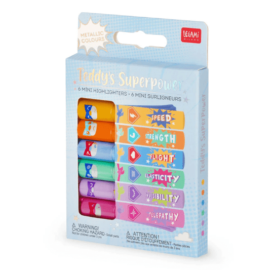 Conjunto de 6 Mini Marcadores - Teddy's Superpower Legami