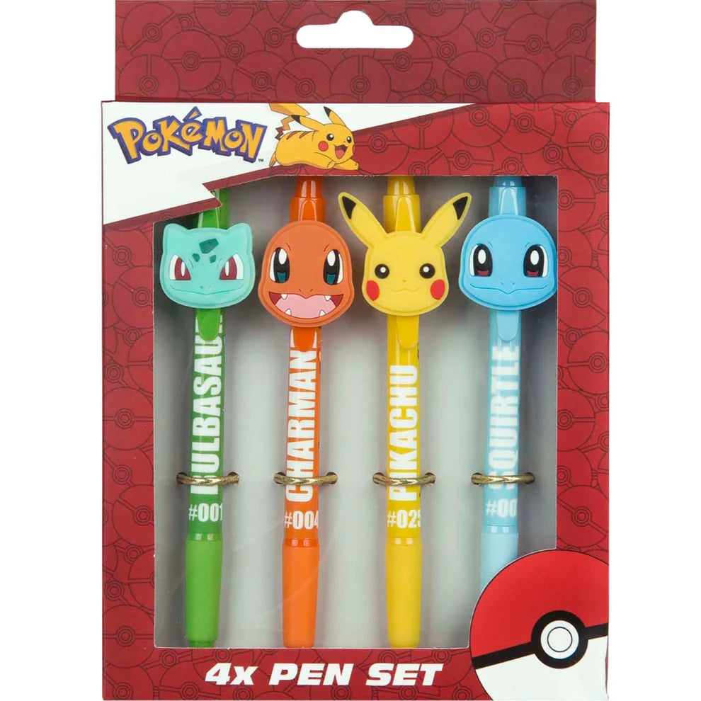 Conjunto de 4 Canetas Pokémon