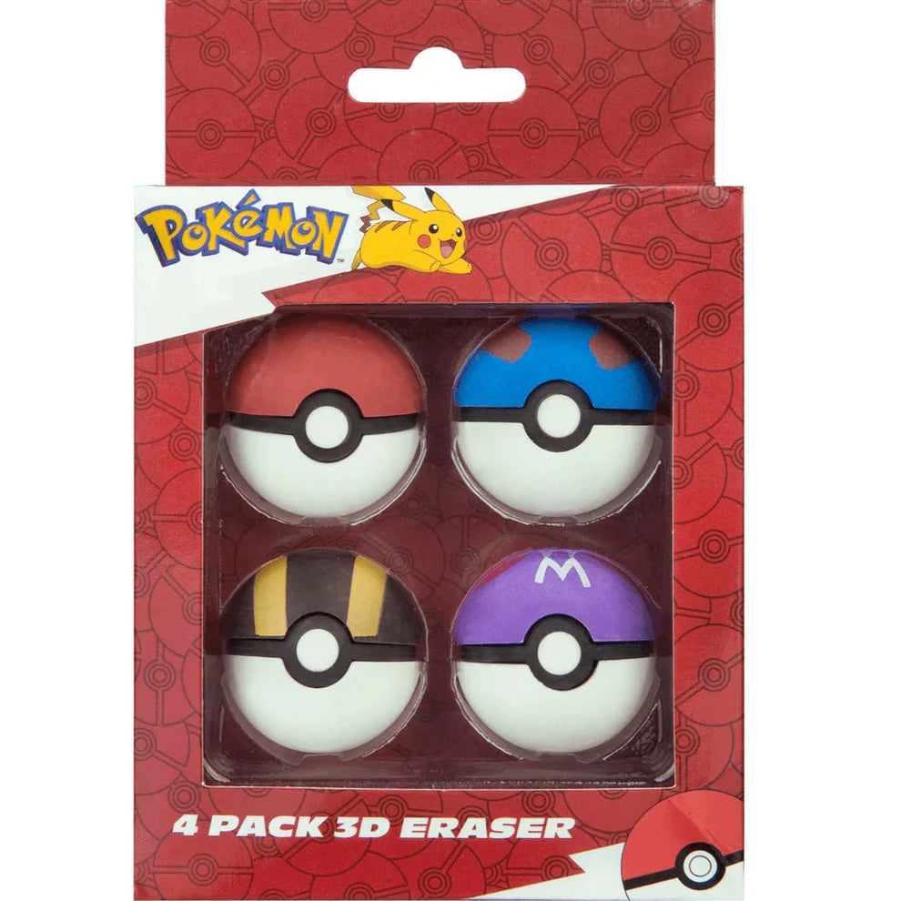 Conjunto de 4 Borrachas Pokébola Pokémon