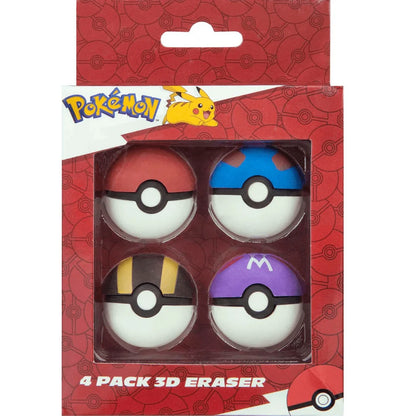 Conjunto de 4 Borrachas Pokébola Pokémon