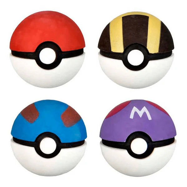 Conjunto de 4 Borrachas Pokébola Pokémon