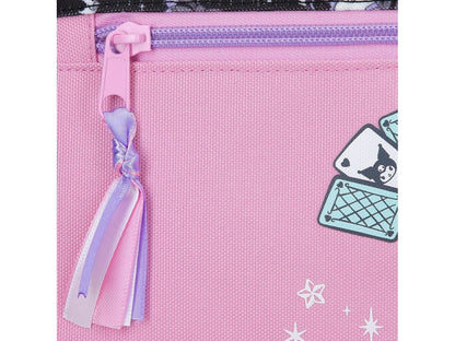 Estojo Escolar Triplo Kuromi Fortune Telling Sanrio Rosa | 3 Compartimentos