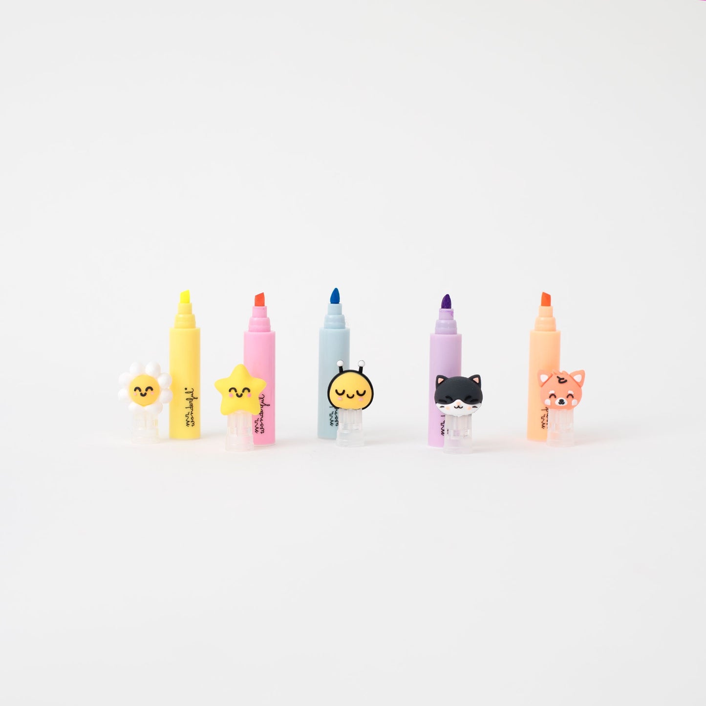 Conjunto de 5 marca-textos pastel – Cores suaves, ideias brilhantes - Live in colour
