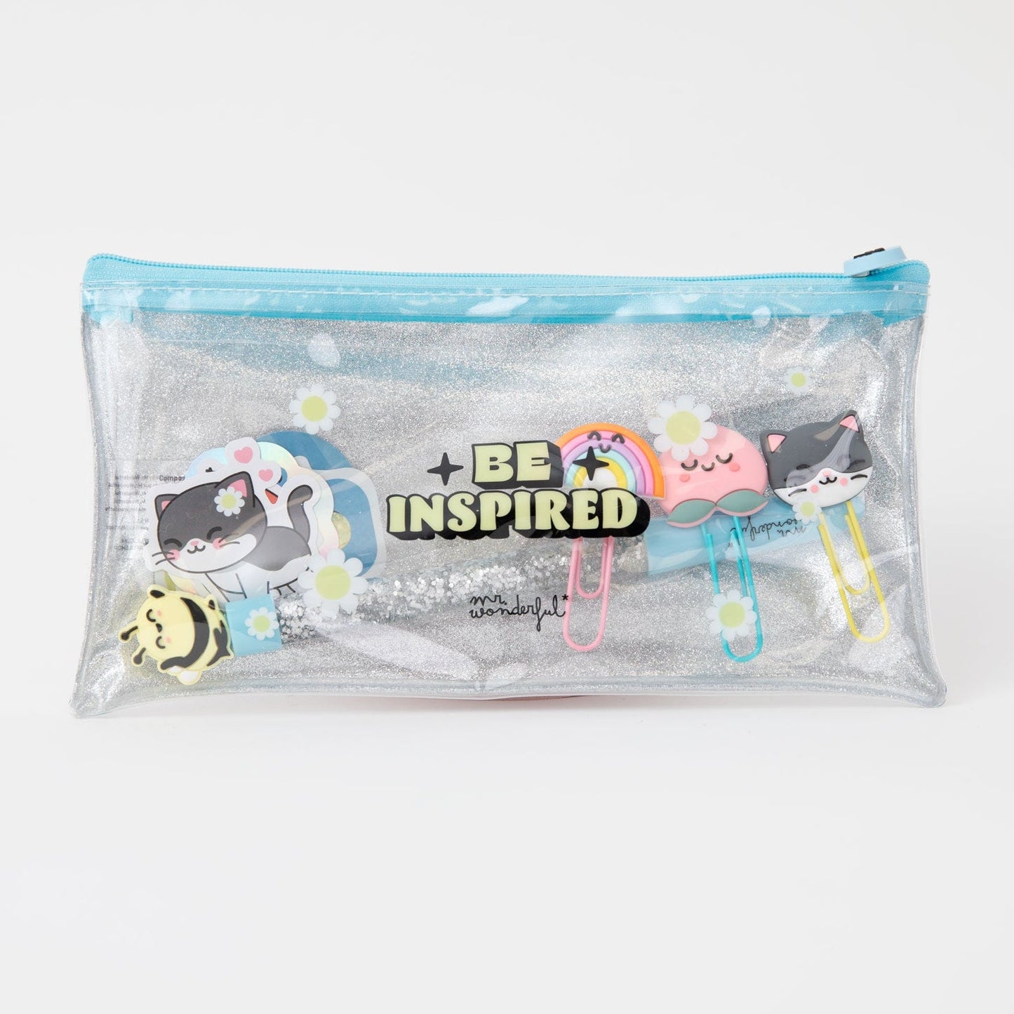 Estojo Caneta - Clips - Adesivos - Com muito brilho - Be inspired