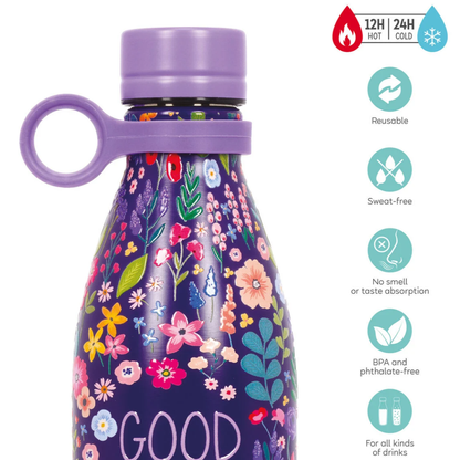 Garrafa Térmica Legami Flowers 800ml | Garrafa Reutilizável em Aço Inoxidável para Escola, Trabalho e Desporto