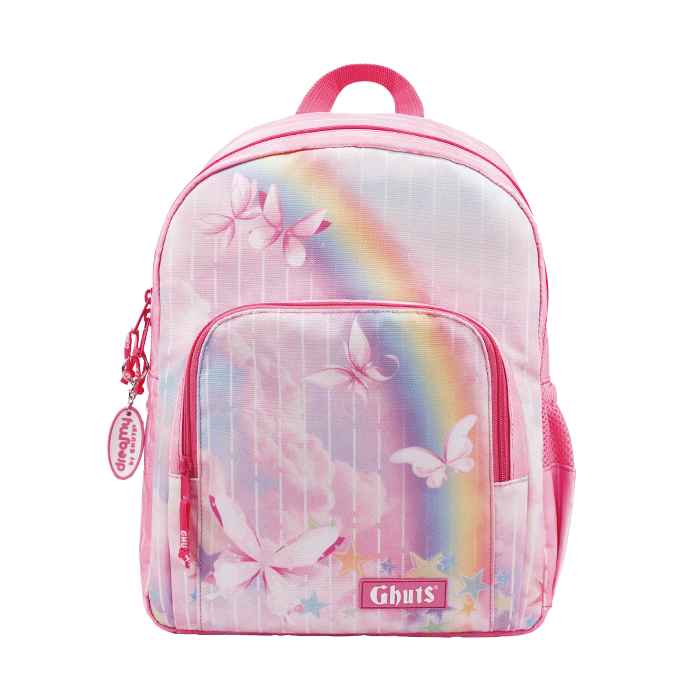 Mochila Escolar Primária Ghuts Prince Pink Rain 16L | Mochila Ergonómica para o 1.º Ciclo
