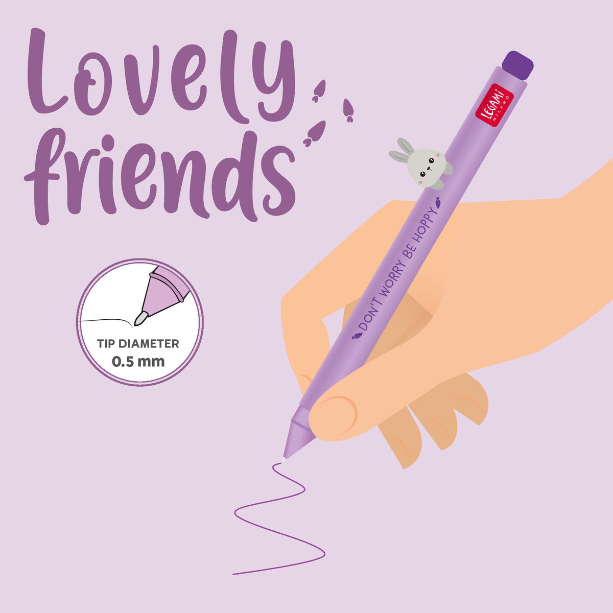 Caneta Gel Legami Lovely Friends Coelho Bunny Be Hoppy — imagem oficial Legami 3