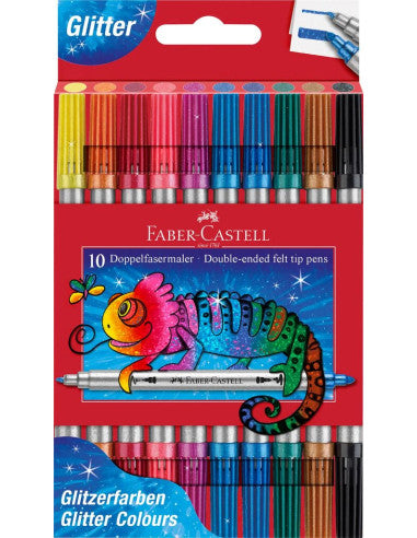 Marcadores Faber-Castell Dupla Ponta Glitter – Caixa com 10 Unidades
