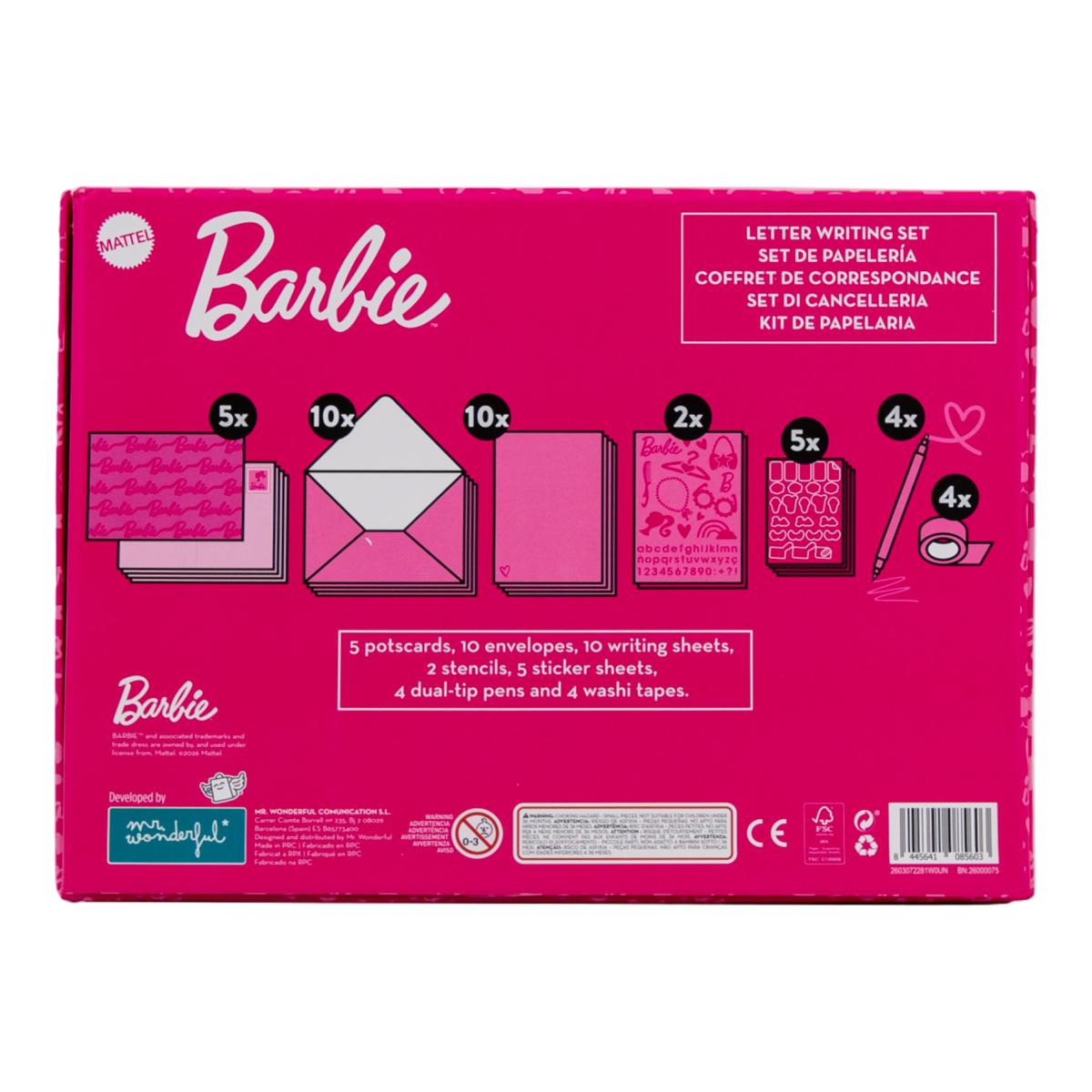 Detalhes e segunda fotografia do conjunto de escrita e cartas Barbie Mr. Wonderful
