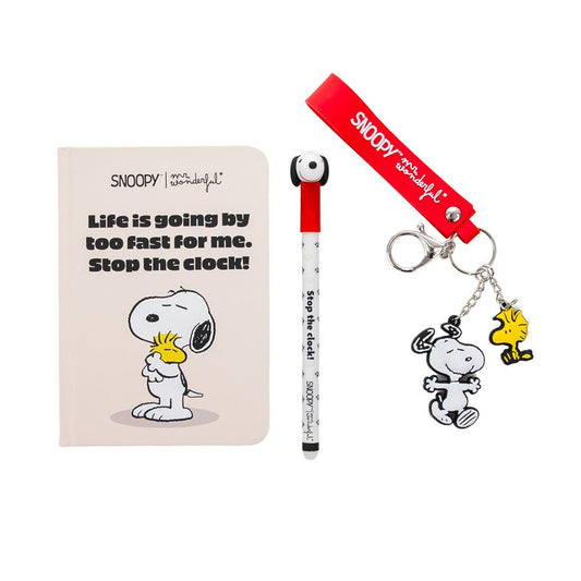 Kit de escrita e porta-chaves Snoopy Stop the Clock da Mr. Wonderful, fotografia 1