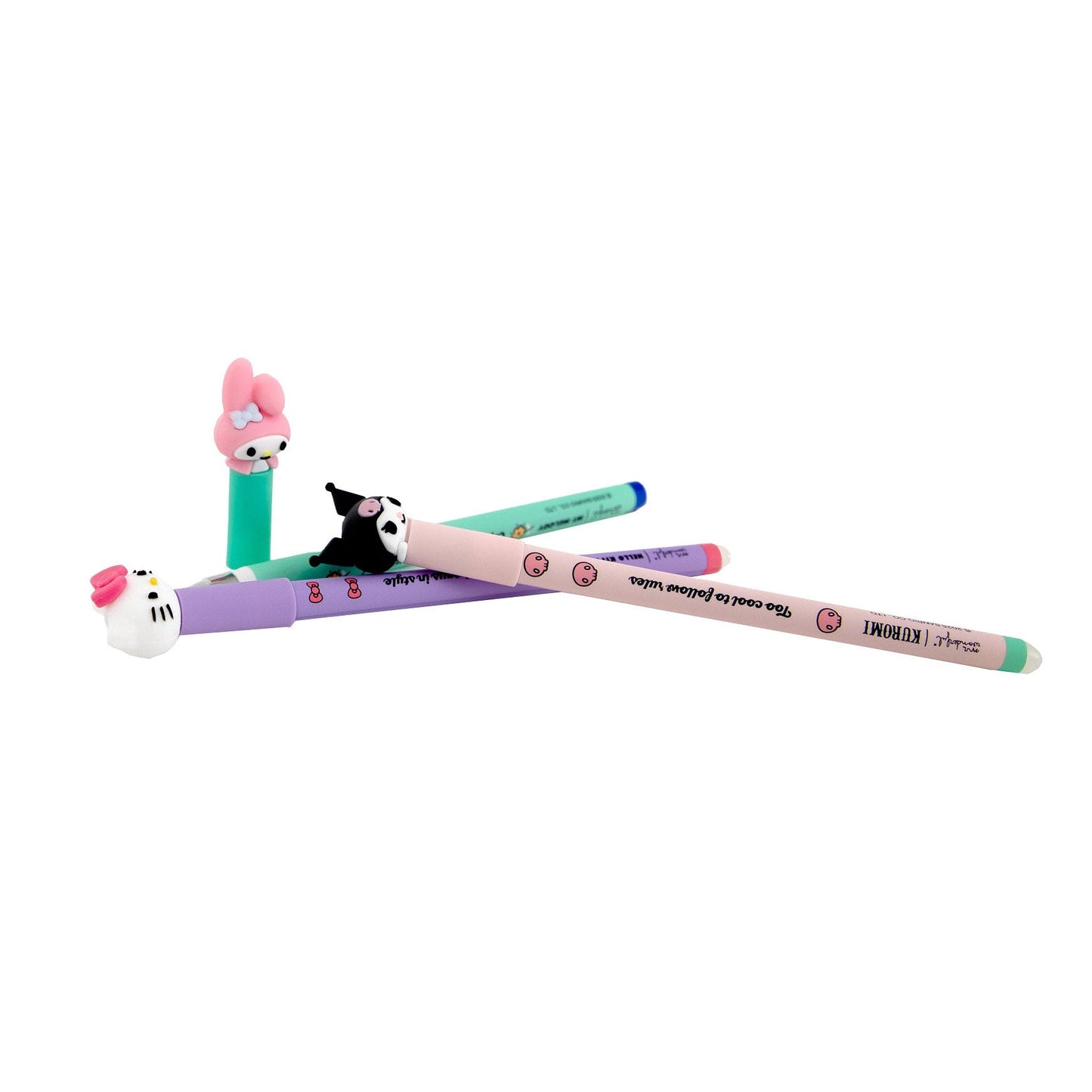 Conjunto de 3 canetas apagáveis Bo-Bo - Hello Kitty, My Melody e Kuromi