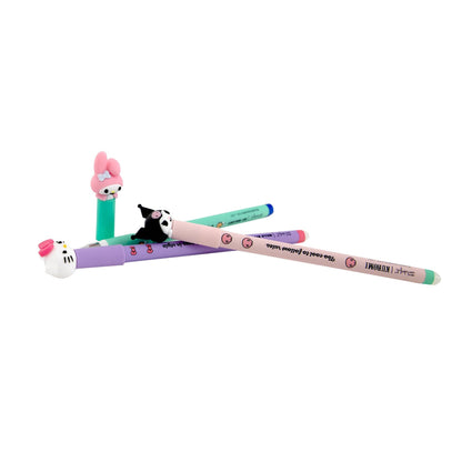 Conjunto de 3 canetas apagáveis Bo-Bo - Hello Kitty, My Melody e Kuromi