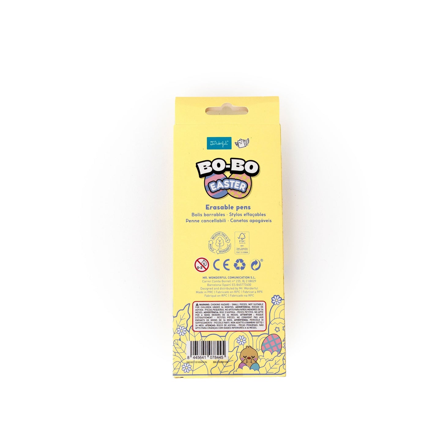 Conjunto de 3 canetas apagáveis Bo-Bo – Coelhinho, Pintinho de Páscoa e Pintinho no casco